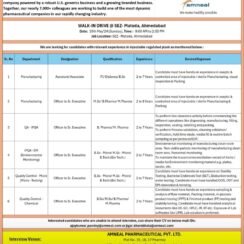 Amneal Pharmaceuticals – WALK-IN DRIVE for QA / QC / EM / Micro on 19th May 2024 Ahmedabad