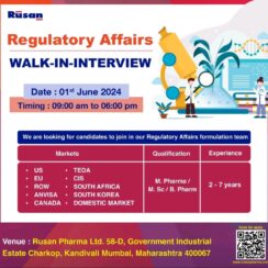 WALK-IN-INTERVIEW Rūsan Pharma- Regulatory Affairs  at Mumbai Maharashtra