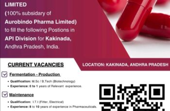 Hiring Candidates for LYFIUS PHARMA KAKINADA, ANDHRA PRADESH