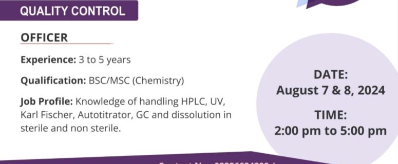 WALK-IN-INTERVIEWS FOR OUR STERILE FORMULATIONS MANUFACTURING FACILITY IN GOA